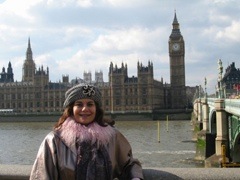 Miss Vera in front of Big Ben